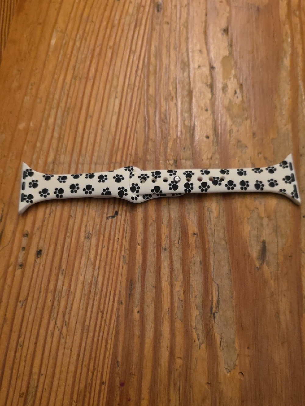 Paw Print Silicone Apple Watch Band - White with Black Paws 38mm